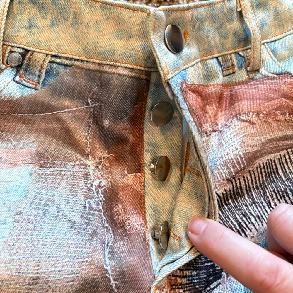 NWT Micas Abstract Patchwork Print High Rise Wide… - image 4